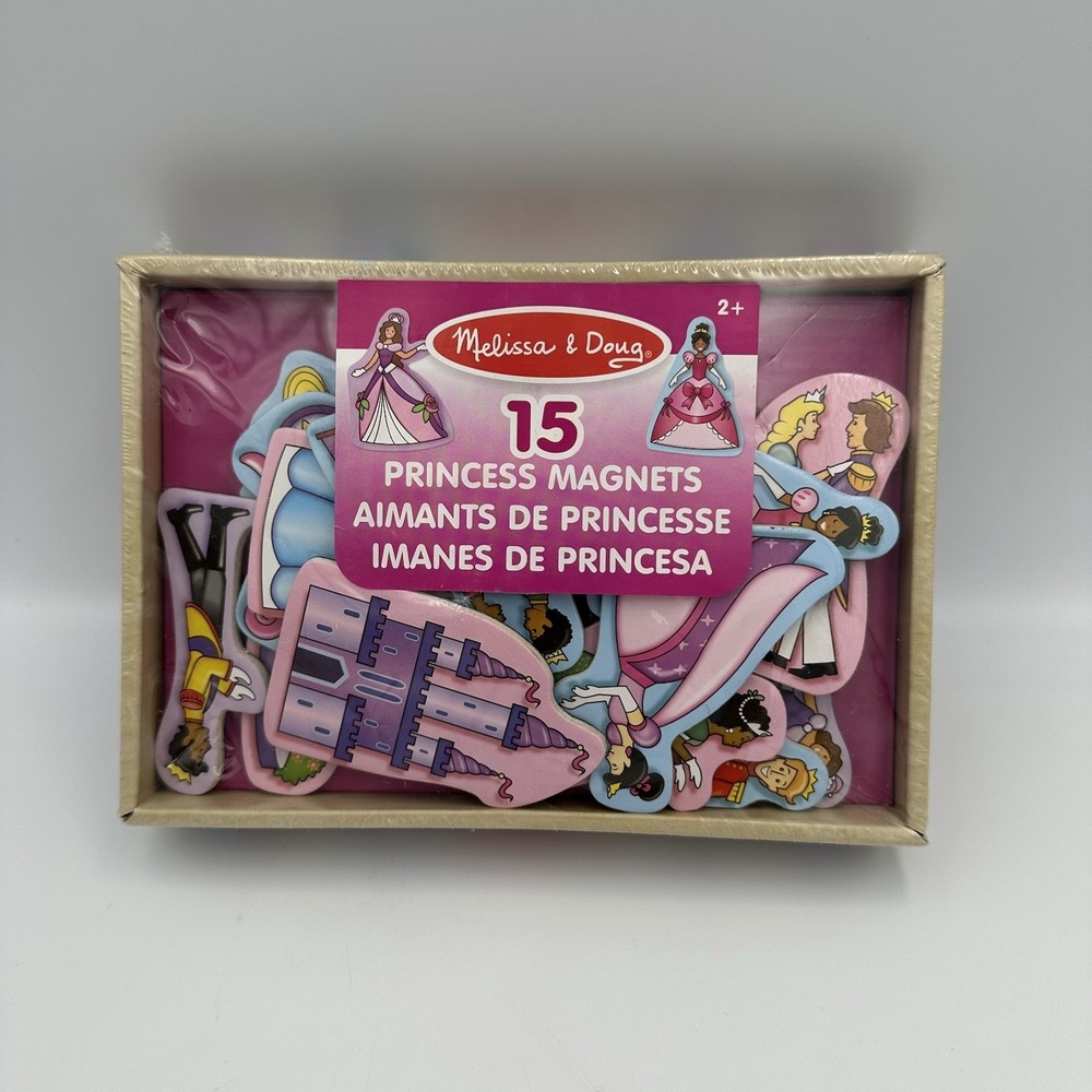 Melissa & Doug Wooden PRINCESS Themed Magnets with Box - 15 Wood Magnets